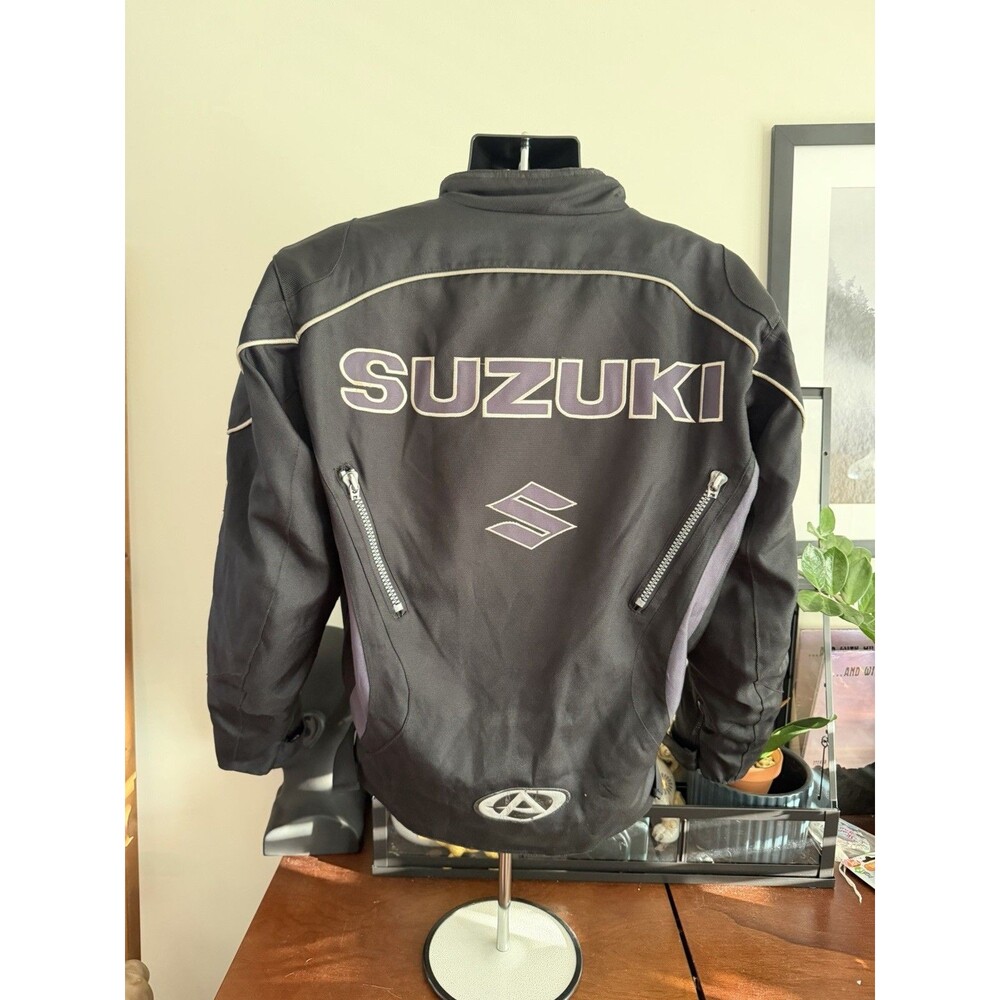 Y2K Suzuki AGV Sport Motorcycle Racing Jacket Mens Medium Black Padded Biker